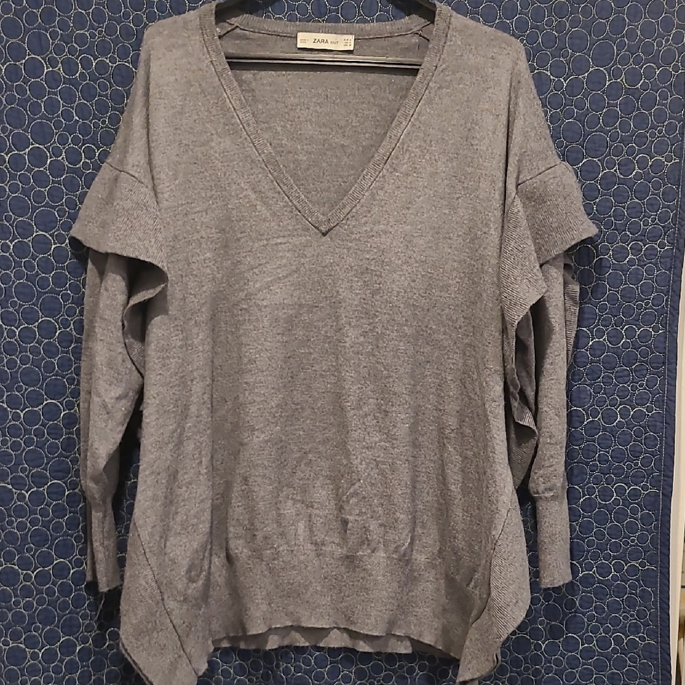 Zara Charcoal V-Neck Women's Sweater